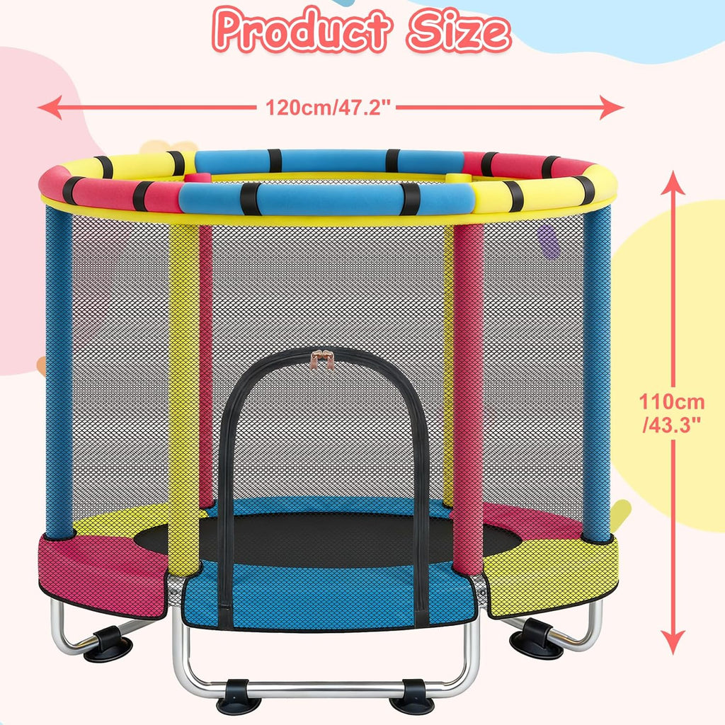 Trampoline for Kids with Safety Enclosure Net, Indoor & Outdoor Toddler Trampoline, 47" Baby Mini Recreational