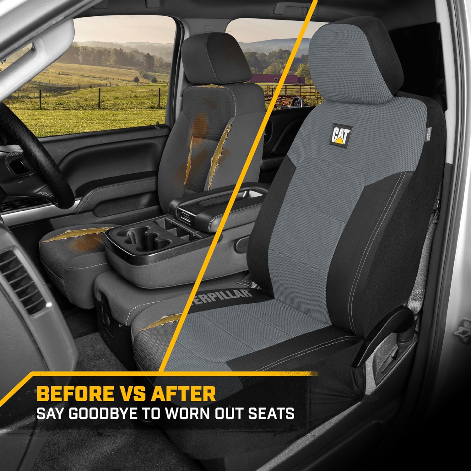 MeshFlex Automotive Seat Covers for Cars Trucks and SUVs – Gray Car Seat Covers for Front Seats, Truck Seat
