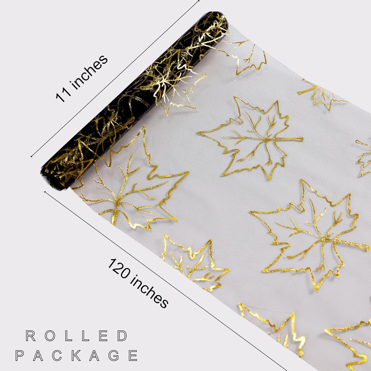 Fall Table Runners, Gold Maple Leaves Thanksgiving Table Decorations for Autumn Harvest Sequin Glitter Lightweight