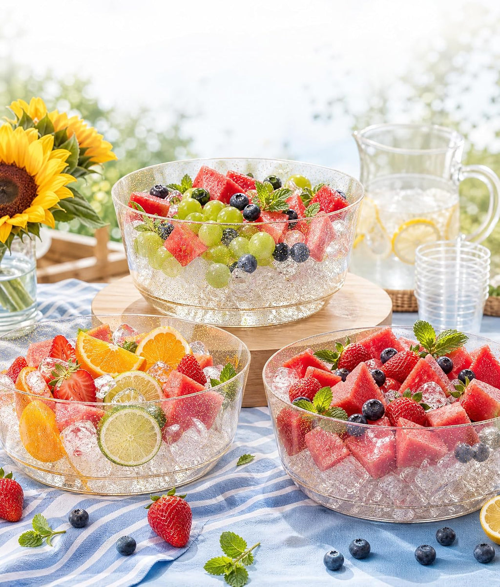 8 Pack Gold Glitter Serving Bowls for Buffet