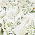 White Green Floral Cocktail Napkins 100 Count Botanical Beverage Napkins