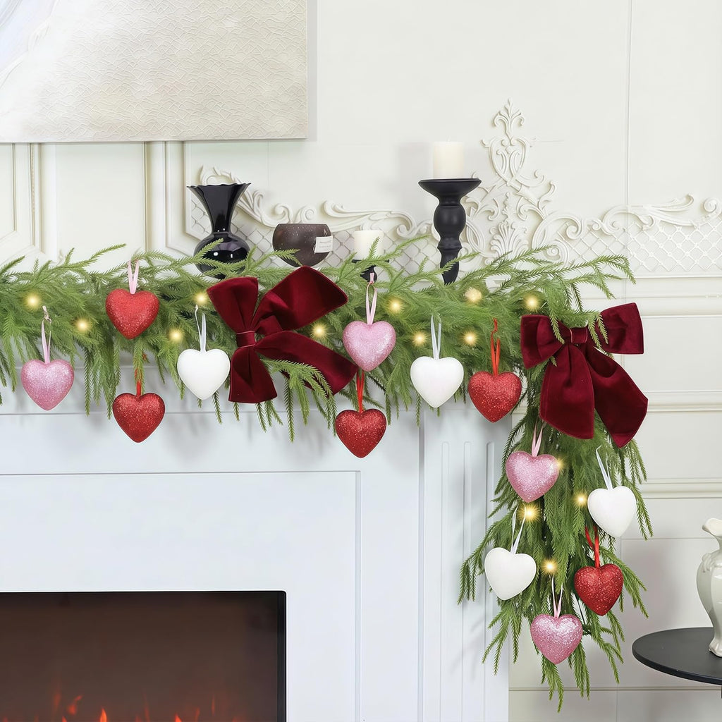 9ft Pre-Lit Real Touch Norfolk Christmas Garland with Lights | Lighted Pine Garland for Mantle,Greenery Christmas