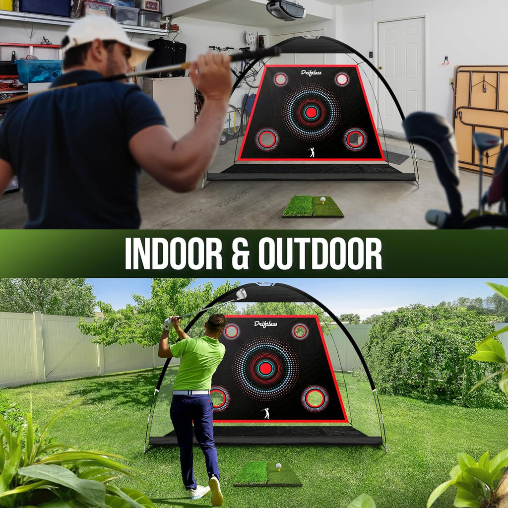 Golf Net – 10x7 ft Practice Net for Backyard Driving, Indoor Hitting Net with Mat, A Great Gift for Golfers or Dad –