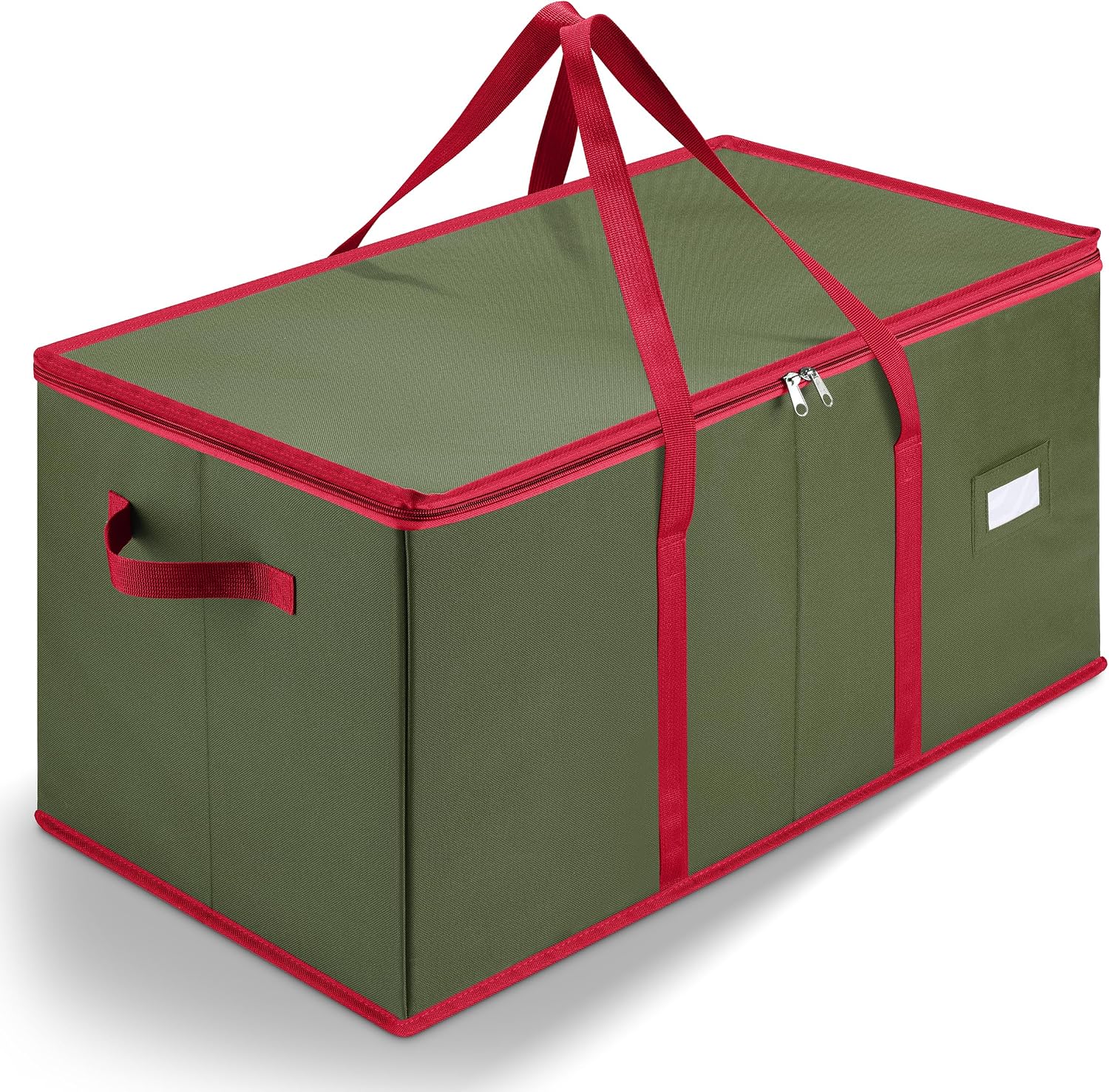 Christmas Ornament Storage - Stores up to 128 Holiday Ornaments, Adjustable Dividers, Zippered Top, Two Handles.