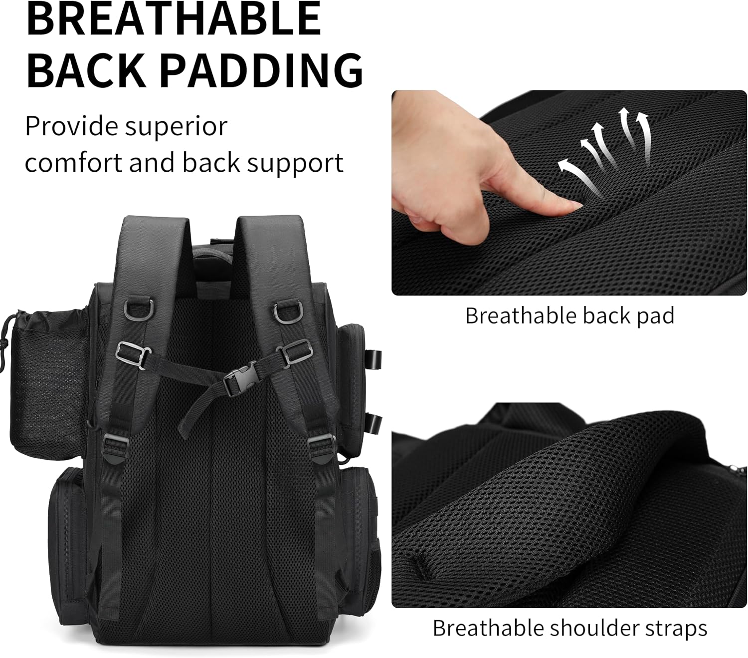 Fishing Tackle Backpack with Rod Holders, Bottle Holder, Storage Bag Store Fishing Gear