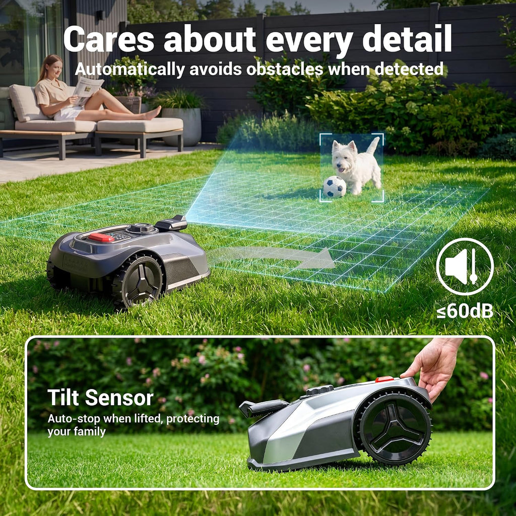 S7 Robotic Lawn Mower, App Controlled, for 1/4 Acre Lawns | No Boundary Wire, Auto-Charging, Obstacle Avoidance
