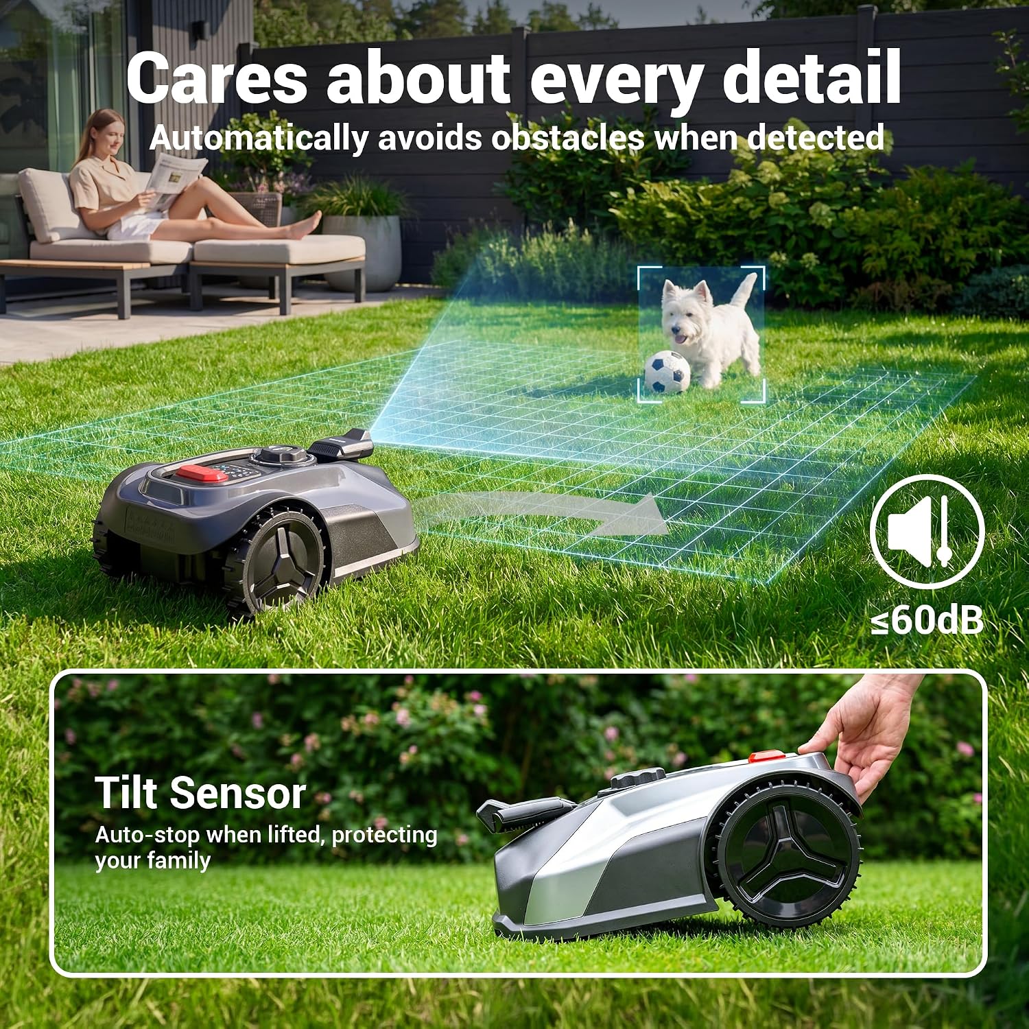S7 Robotic Lawn Mower, App Controlled, for 1/4 Acre Lawns | No Boundary Wire, Auto-Charging, Obstacle Avoidance