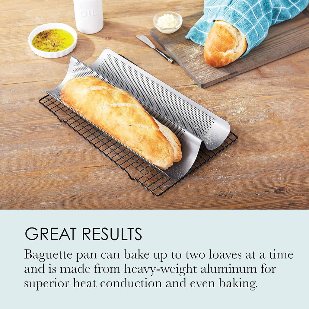 Commercial II Non-Stick Perforated French Bread Pan, Perfect for creating a crisp, golden-brown crust
