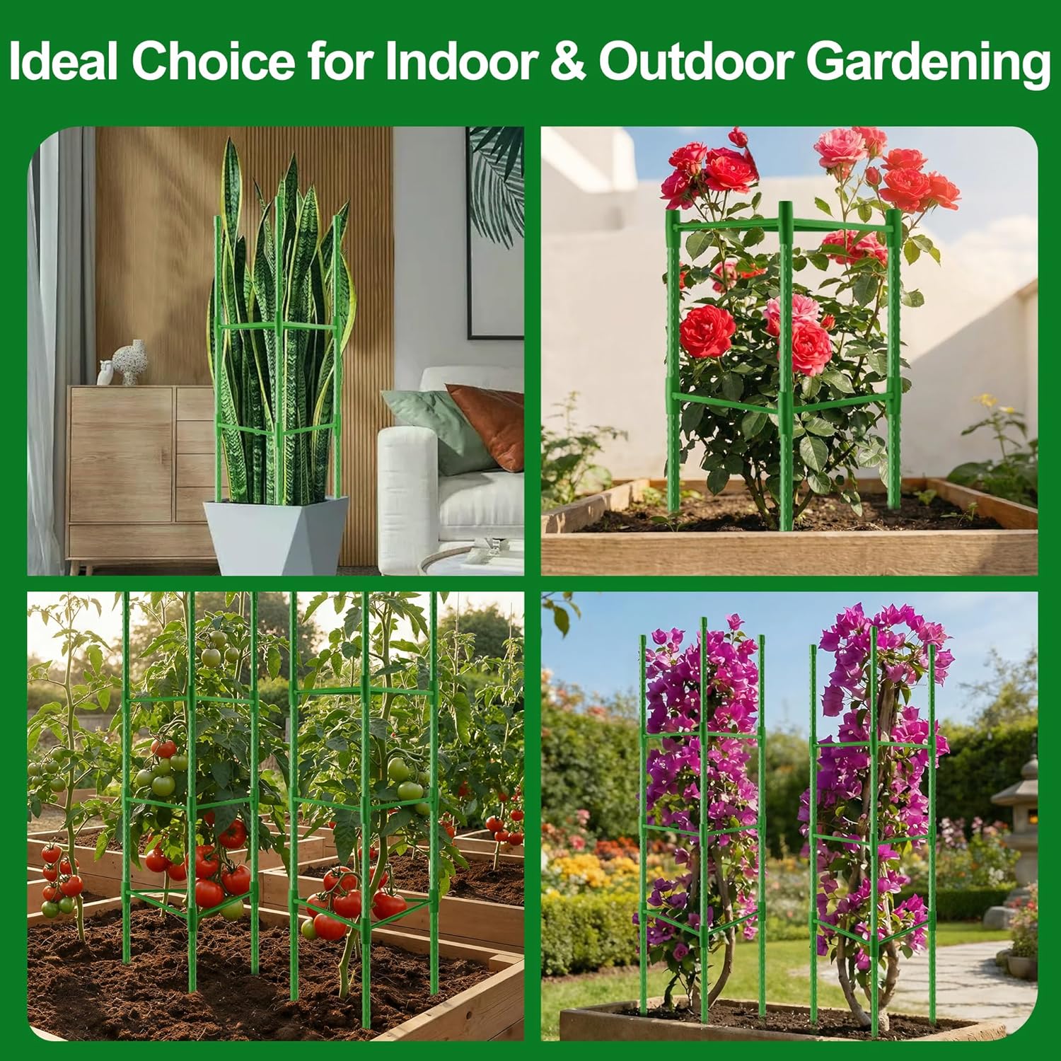 3 Pack Tomato Cages for Garden, Up to 51 Inch Tomato Trellis for Raised Garden Bed, Plant Stakes for Pots, Durable