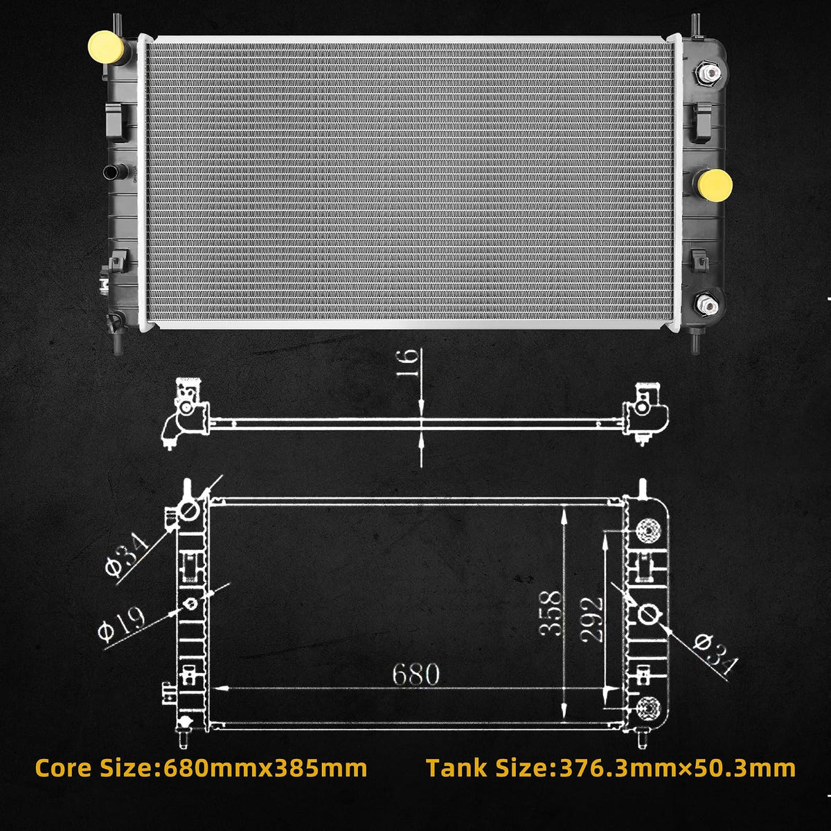 DWVO Complete Radiator Compatible with 2004-2010 Chevrolet Malibu