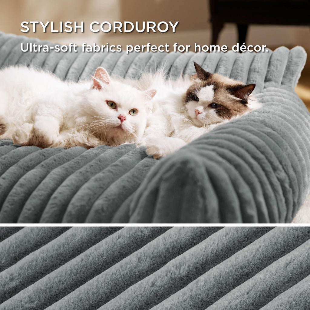 ComfyFleece Shown on TV Fluffy Cat Couch for Pets,24in Warm Grey