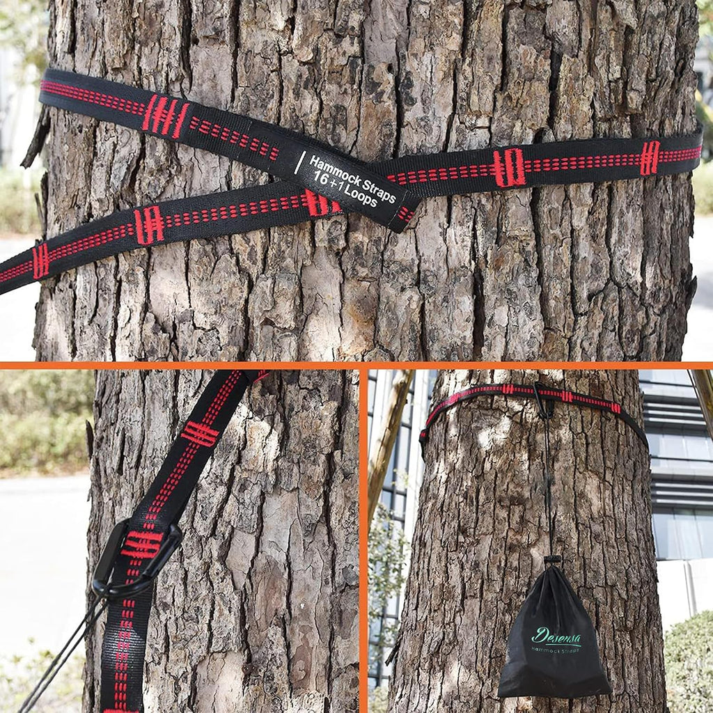 Hammock Tree Straps, Portable 10 FT Long 16+1Loops Adjustable Suspension Straps, 100% No Stretch&Lightweight, 1400
