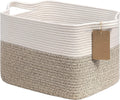 Woven Storage Basket, Cotton Rope Basket for Dog Toys, Books, Stylish Gift Basket with Handles, 13 x 10 x 9 Inches