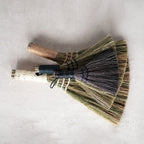Whisk Brooms with Yarn Wrapped Handles, Multi Color Neutrals, Set of 4