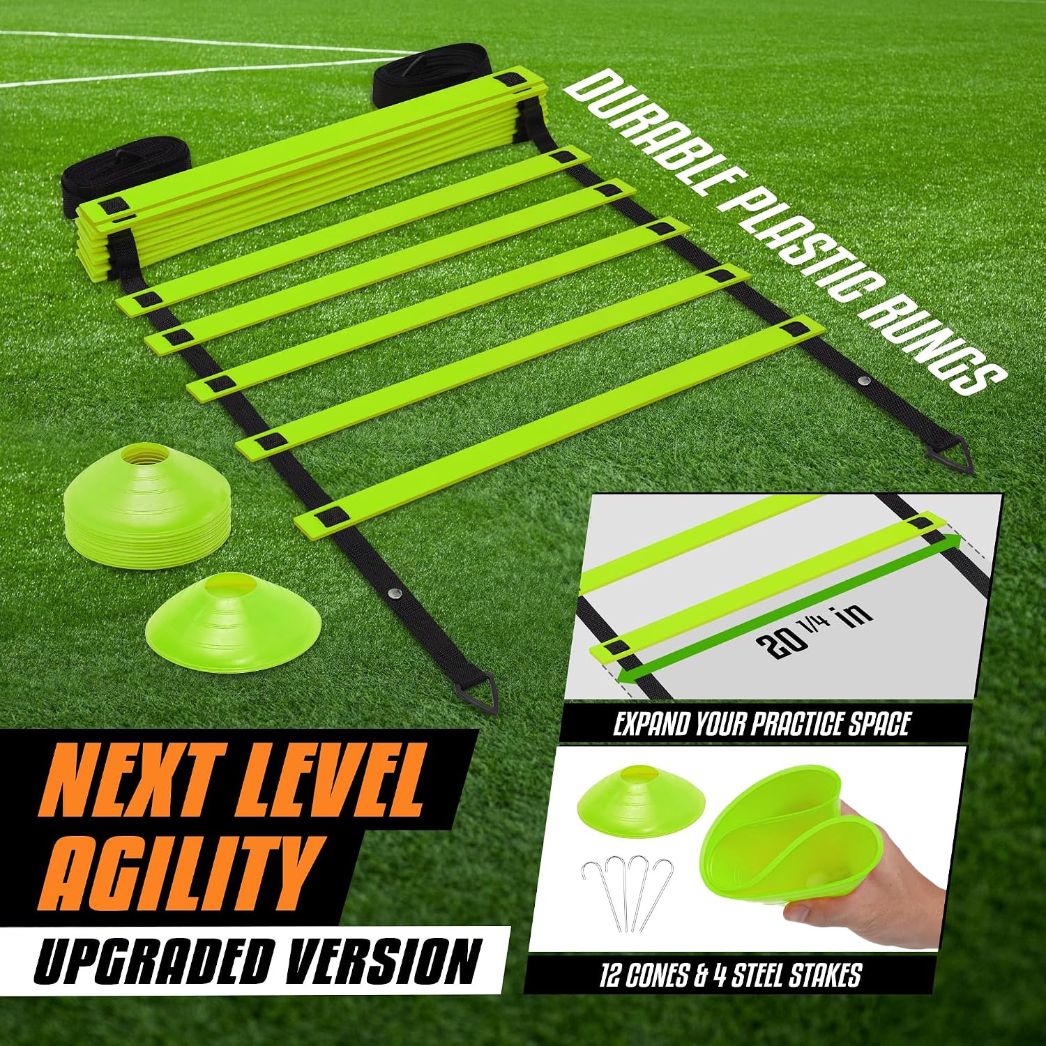 Agility Ladder Speed Training Equipment, Adjustable Football Ladder for All Ages with Carry Bag, Durable, Portable