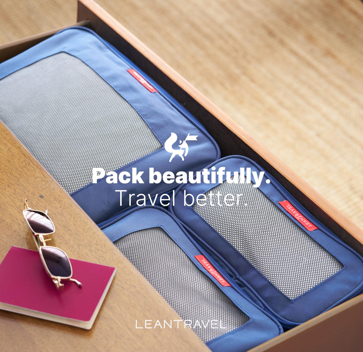 Premium Compression Packing Cubes for Travel - Suitcase Organizer Bags with Double Zipper & Breathable Mesh Panel