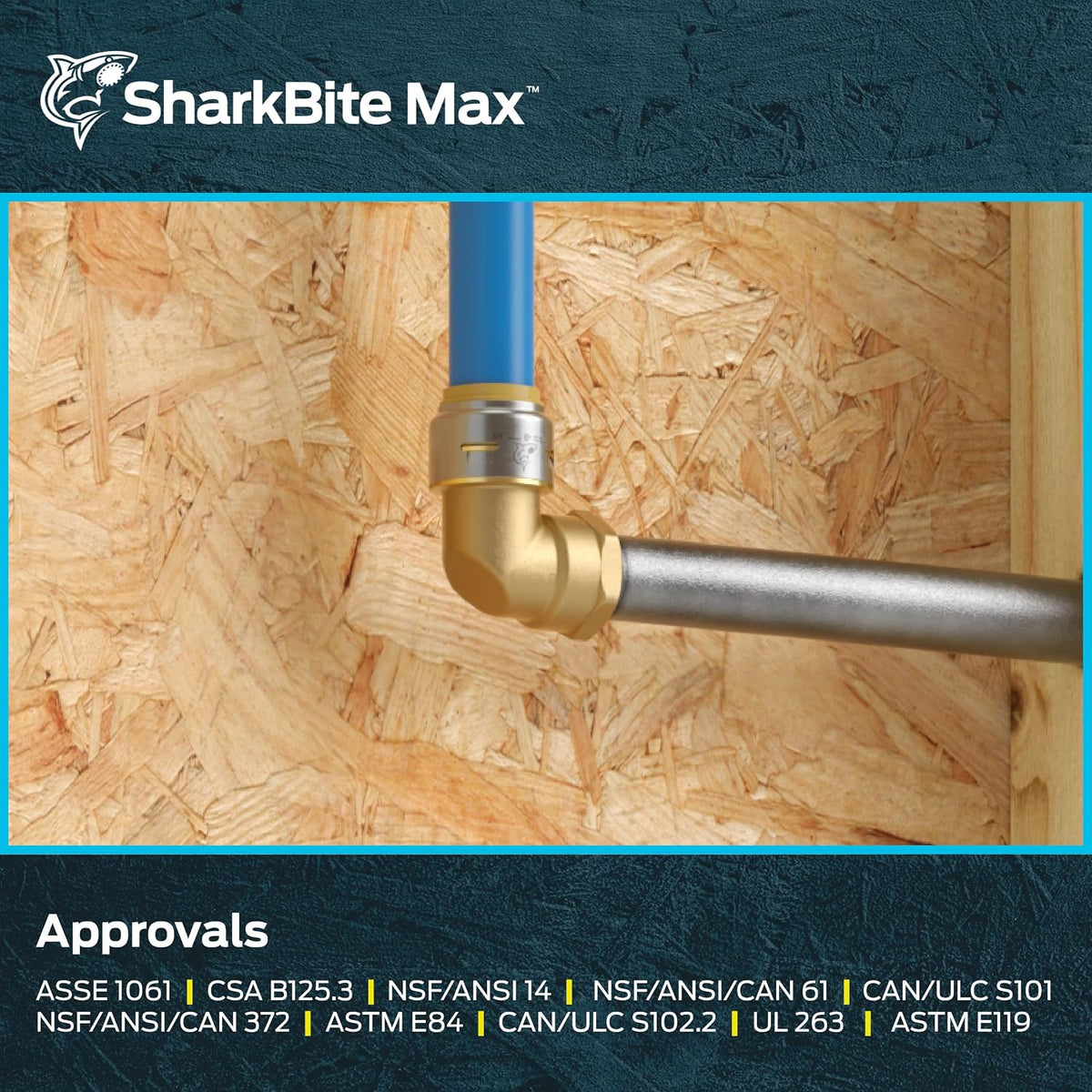 SharkBite Max 90 Degree Female Adapter Elbow, 3/4 Inch Push-to-Connect x 3/4 Inch FNPT, Brass Plumbing Fitting, UR314A