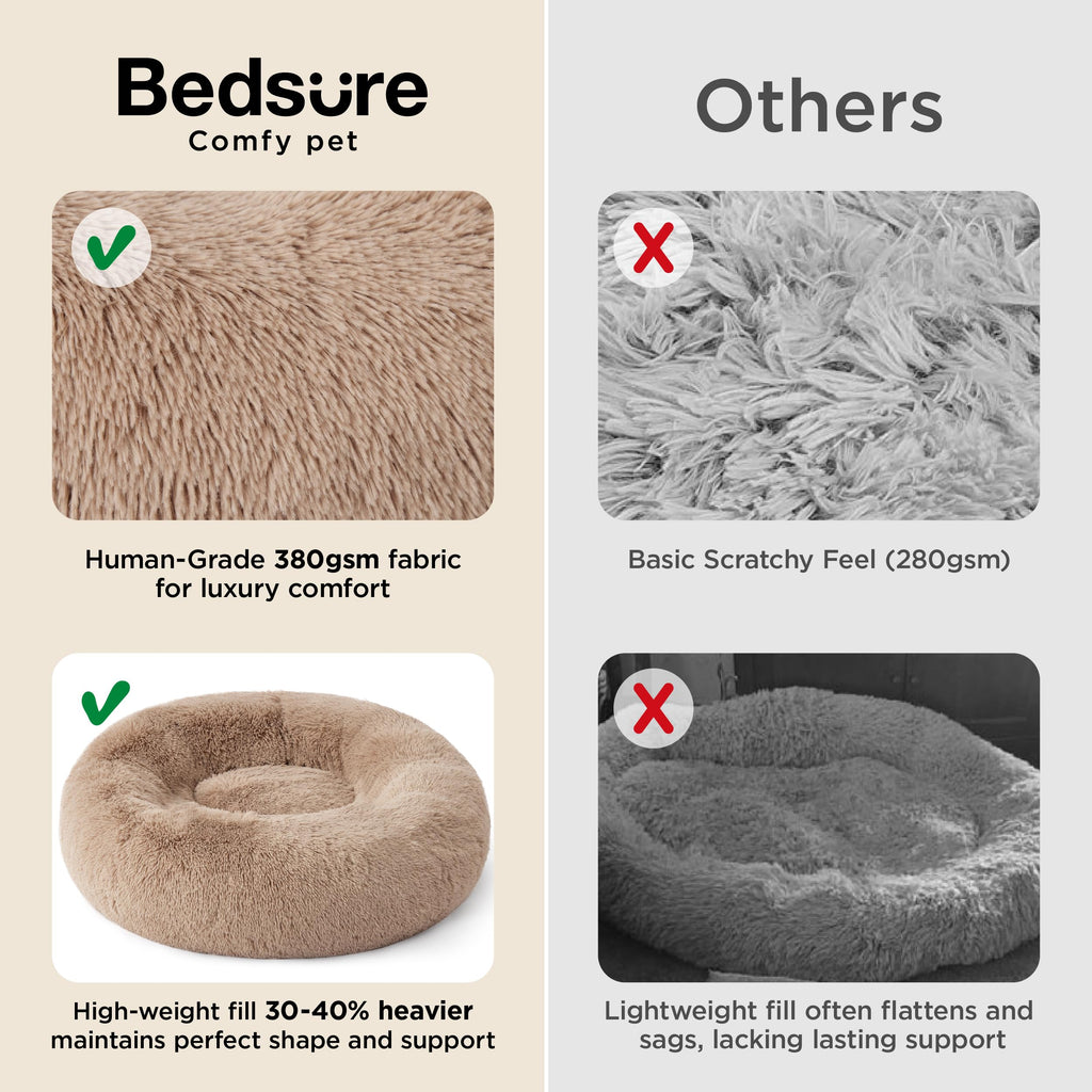 Calming Small Medium Dog Bed Donut Washable Puppy Bed,27ins Camel