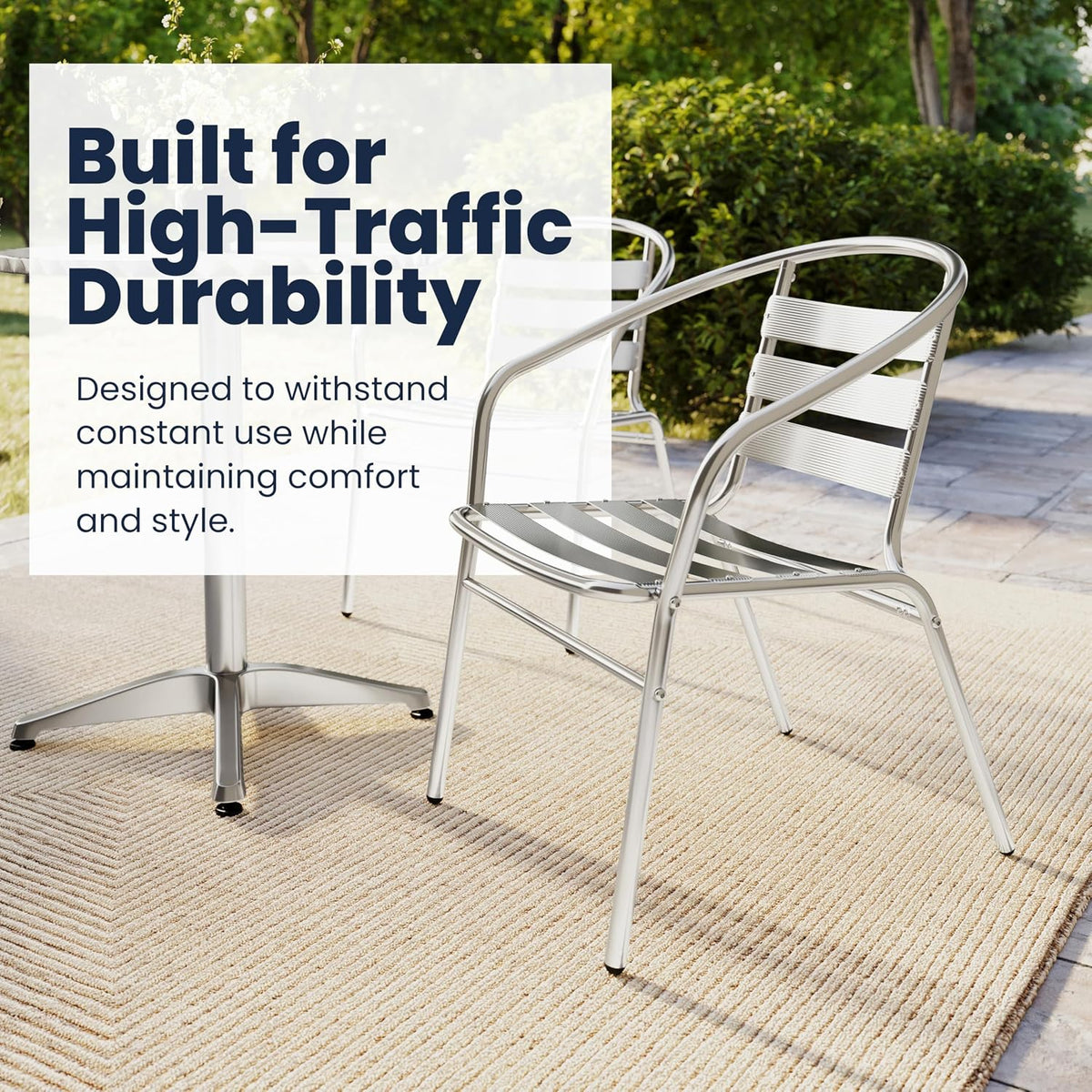 Commercial Aluminum Slat Back Indoor/Outdoor Stack Chair