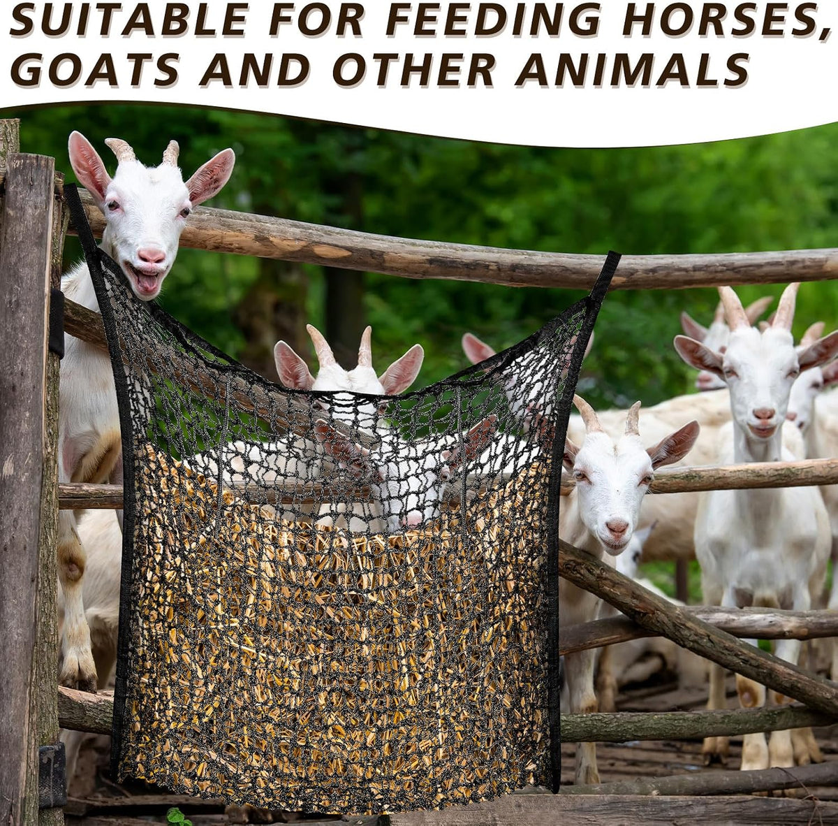 2 Pcs Slow Feed Hay Net for Horses, 63 x 40 Inch Hay Bag, Black