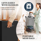 Double Laundry Hamper with Lid & Removable Bags, Black