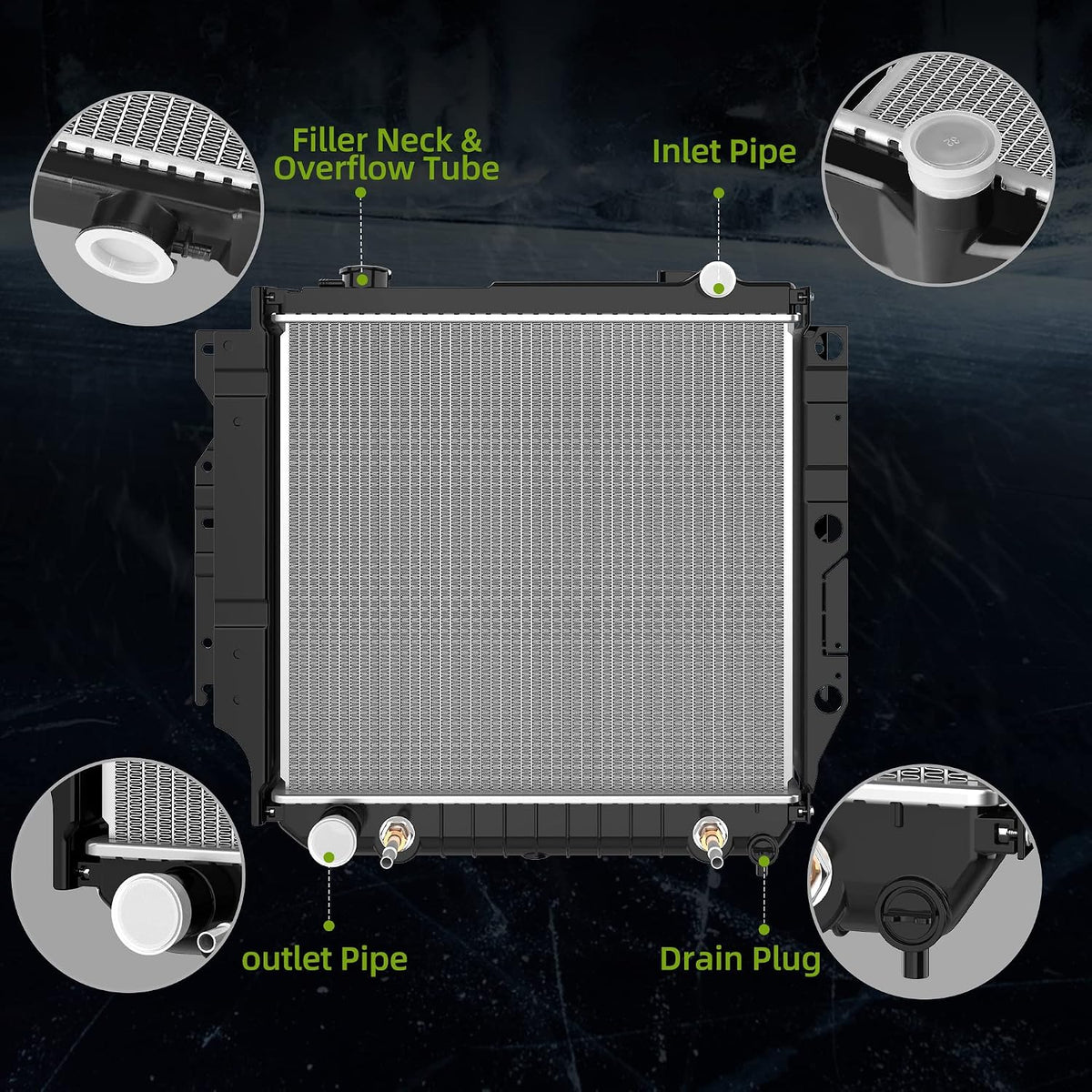 AUTOSAVER88 Radiator Compatible with 1997-2006 Jeep Wrangler L6 4.0L, for 03-06 Jeep Wrangler L4 2.4L, for 97-02 Jeep Wrangler 2.5L ATRD1063