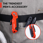 Folding Utility Knife, Heavy Duty Box Cutter with 13 Extra Blades