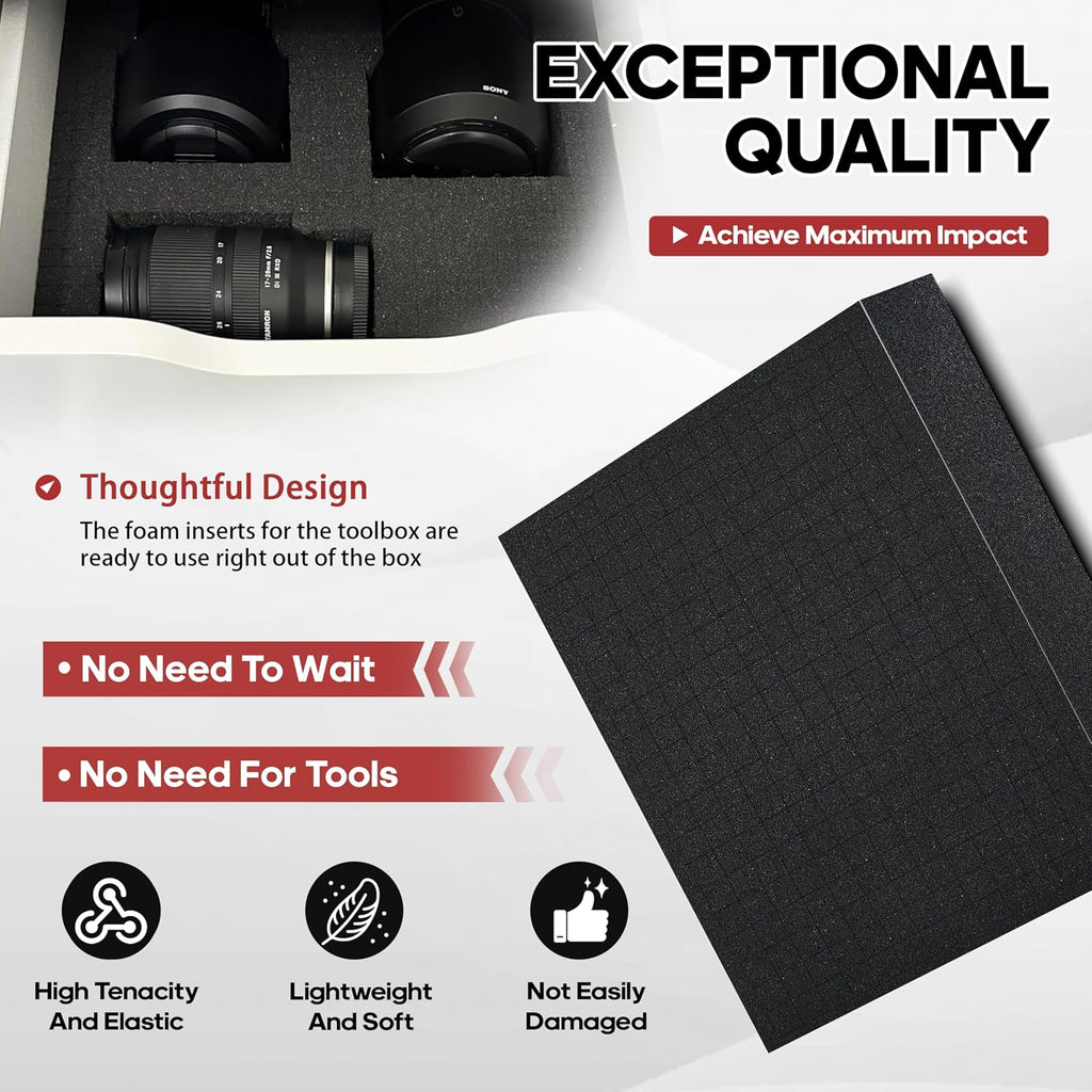4‑Pack Dual‑Thickness Pick and Pluck Foam Insert, Pre‑Cube Foam