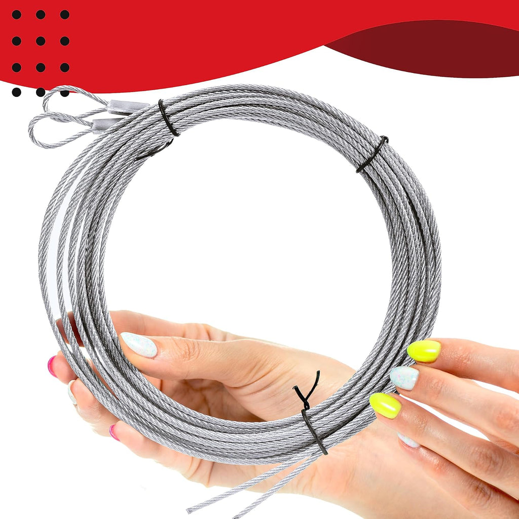 Garage Door Cable Replacement Kit, 1/8 Inch and 3/32 Inch Galvanized Aircraft Cables with 3 Inch Pulleys, 14 Piece