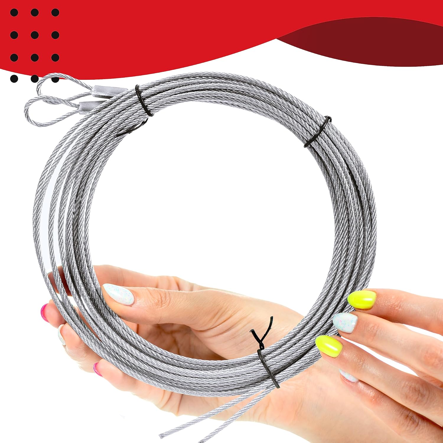 Garage Door Cable Replacement Kit, 1/8 Inch and 3/32 Inch Galvanized Aircraft Cables with 3 Inch Pulleys, 14 Piece