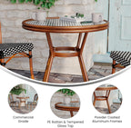 Commercial Aluminum Indoor/Outdoor Table, Black/White