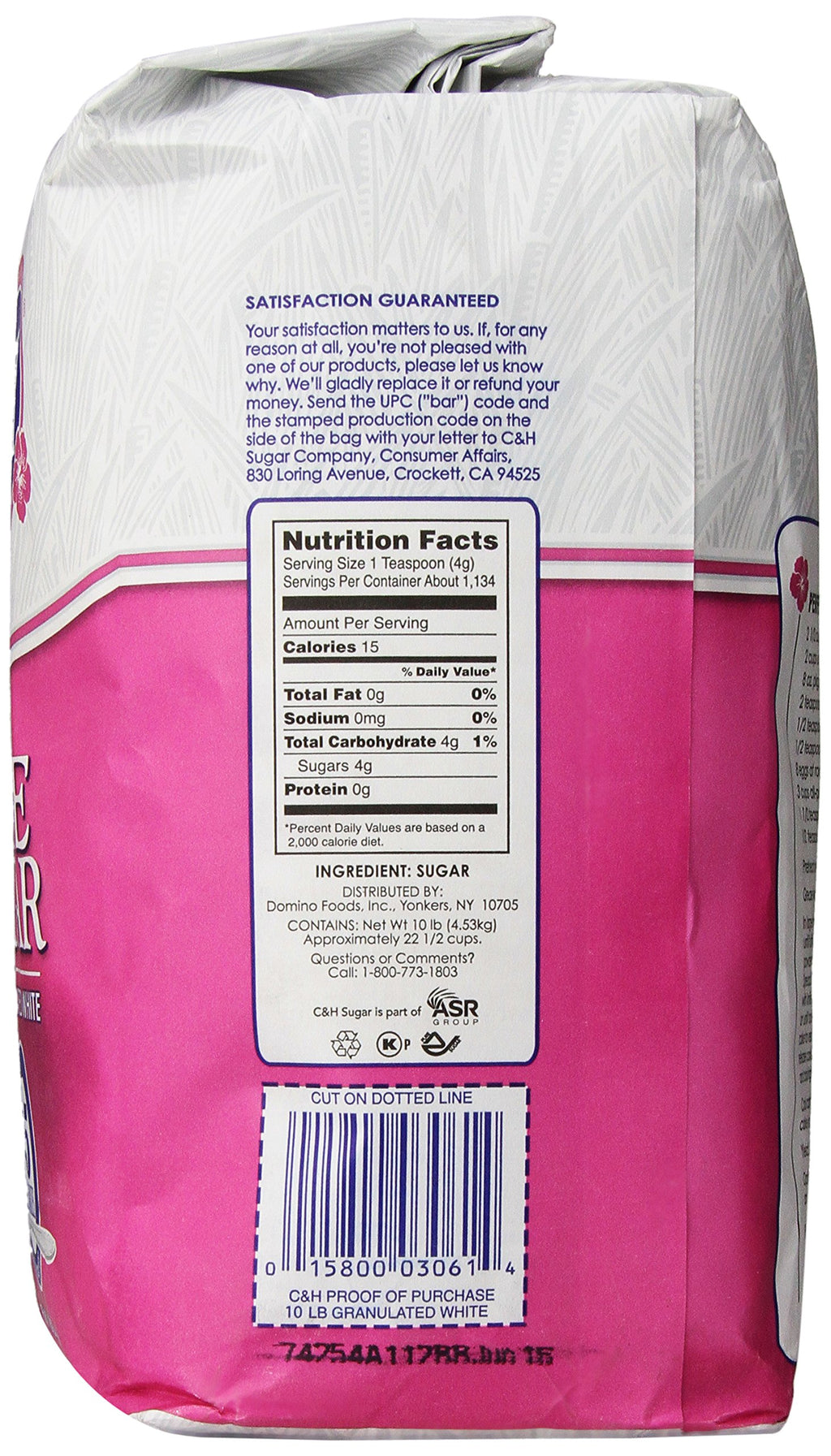 Sugar C&H Pure Cane Granulated White Sugar, 10 lb