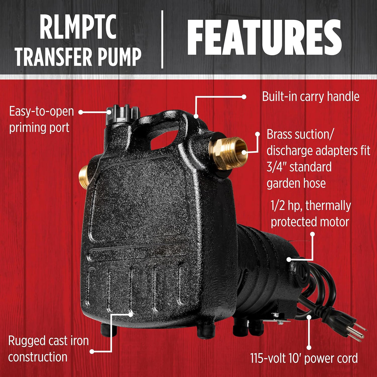 Red Lion RLMPTC 115V, 1/2 HP, 1600 GPH Multipurpose/Transfer/Booster Pump