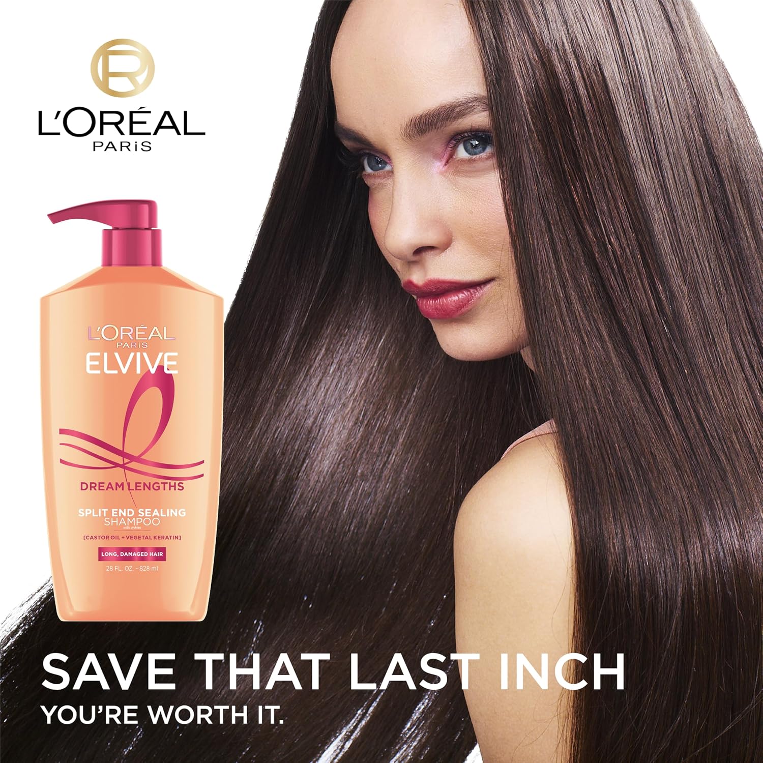 Elvive Dream Lengths Shampoo and Conditioner Set, Seals Split Ends, Hydrating & Strengthening Hair Repair, Fine