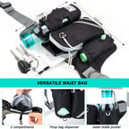 Retractable Hands Free Dog Leash with Dual Bungees for 2 Dogs, Adjustable Waist Belt Fanny Pack, Reflective Stitching