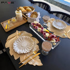 Gold Vinyl Placemats Set of 6, Washable Leaf Patterned Table Mats
