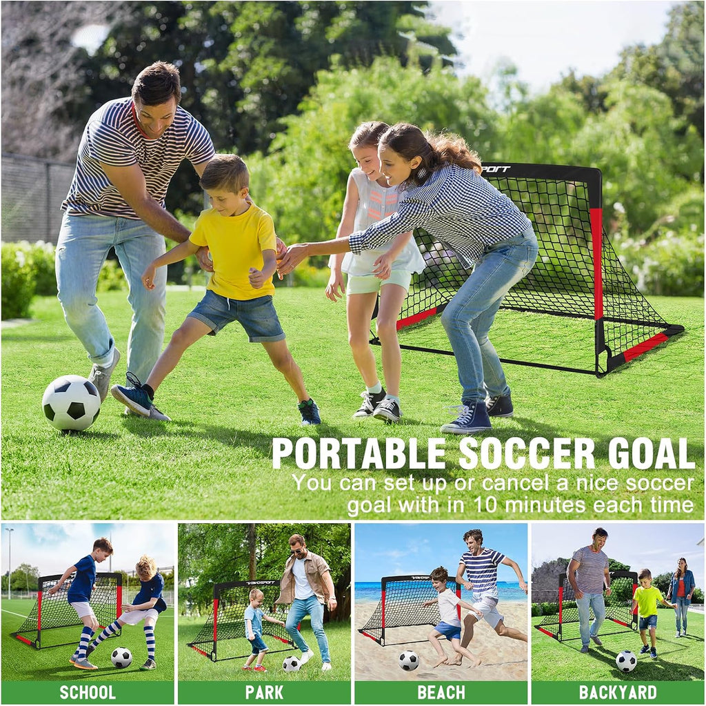 Kids Soccer Goals for Backyard, 2-Pack 4x3ft Portable Soccer Nets, Pop Up Mini Toddler Soccer Goal Set with Size 3