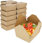 48 oz To Go Boxes, Paper Take Out Containers, Lunch Meal Food Boxes Disposable, Microwave Safe, Leak Grease Resistant