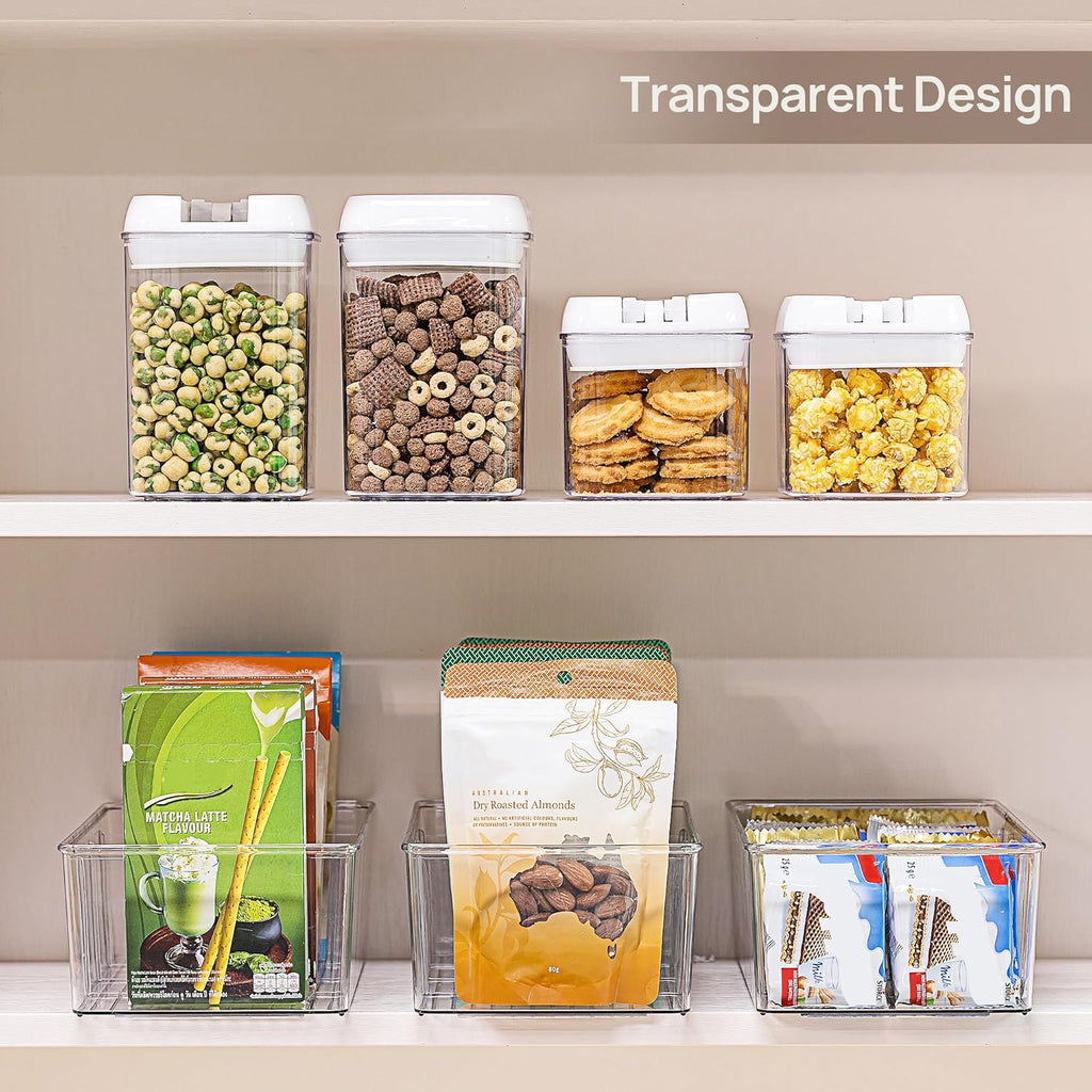 8 Pack Food Storage Organizer Bins, Clear Plastic Bins for Pantry, Kitchen, Fridge, Cabinet Organization and Storage