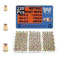 220Pcs M3 M4 M5 Rivet Nut Kit, Metric Rivnut Kit,Threaded Inserts for Metal