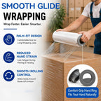 18" x 1500 Ft Stretch Shrink Wrap with Handle, 80 Gauge, 4 Pack