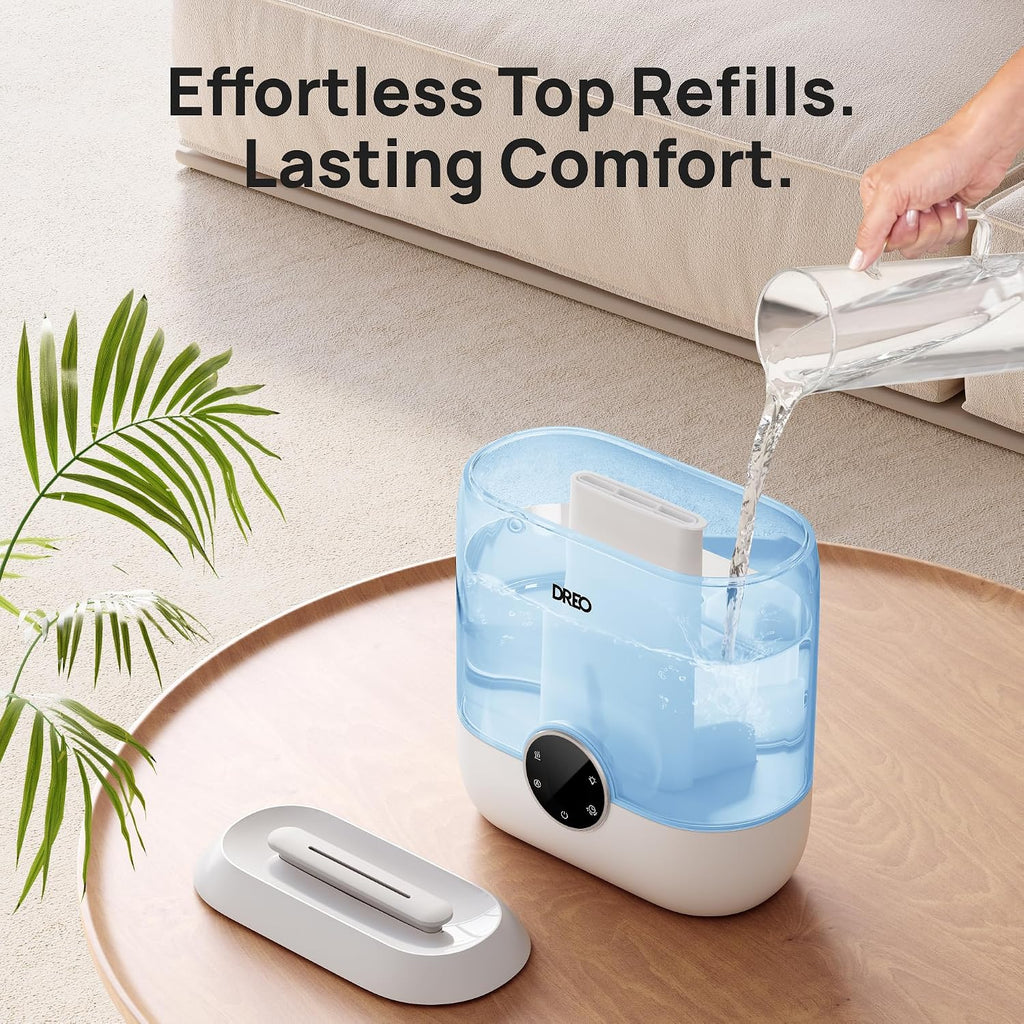 Humidifiers for Bedroom, 6L Top Fill Supersized Cool Mist Humidifier for Large Room, 60 Hour Runtime, Quiet