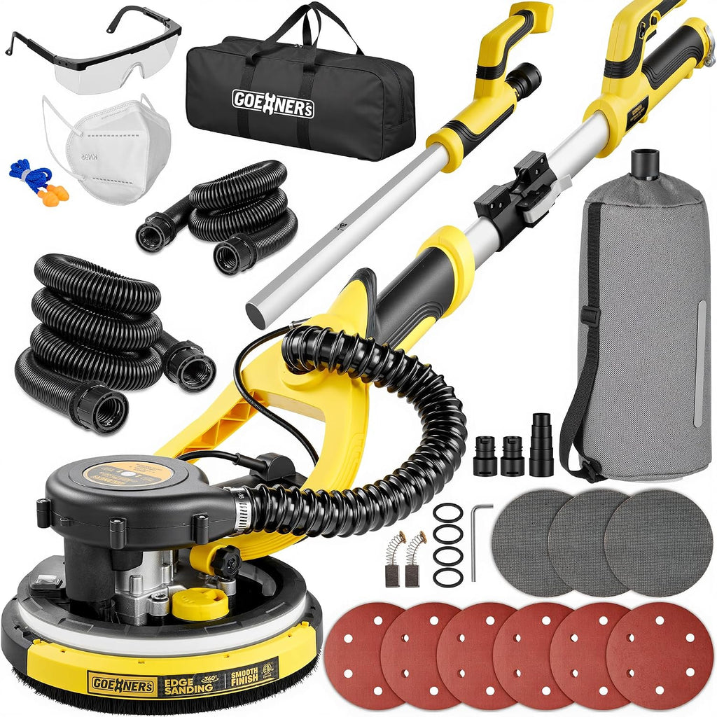 Drywall Sander with Vacuum Dust Collection, 99% Dust-Free Electric Pole Sander for Drywall, 6A 780W 7 Variable Speed
