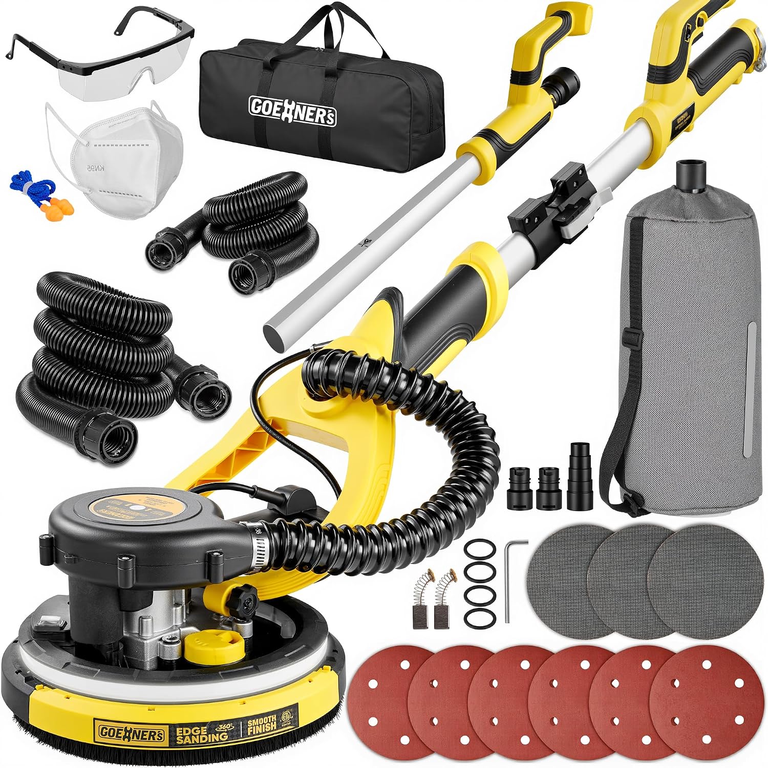 Drywall Sander, 780W Electric Drywall Sander with Vacuum Attachment, Auto Dust Collection, 7 Variable Speed