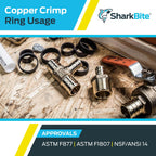 SharkBite 1 Inch Copper Crimp Rings, Pack of 25, PEX Pipe, PE-RT, 23104CP25