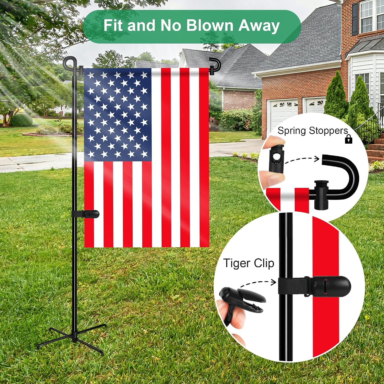 Garden Flag Stand with 5 Prong Base,Stable Design Garden Flag Holder for Outside,Waterproof Coated Yard Flags Pole