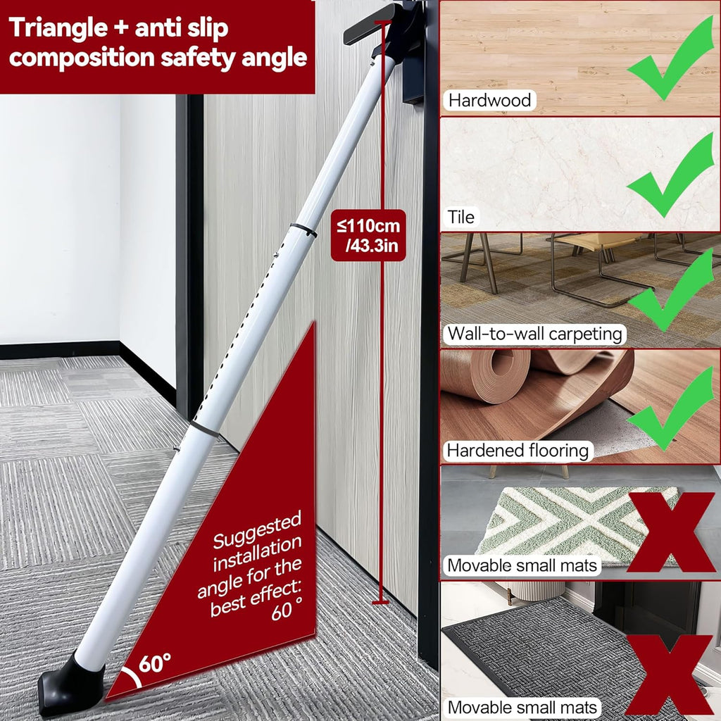 Upgraded Door Security Bar & Sliding Patio Bar, Heavy Duty Stoppers Adjustable Jammer for Home, Apartment, Travel (2