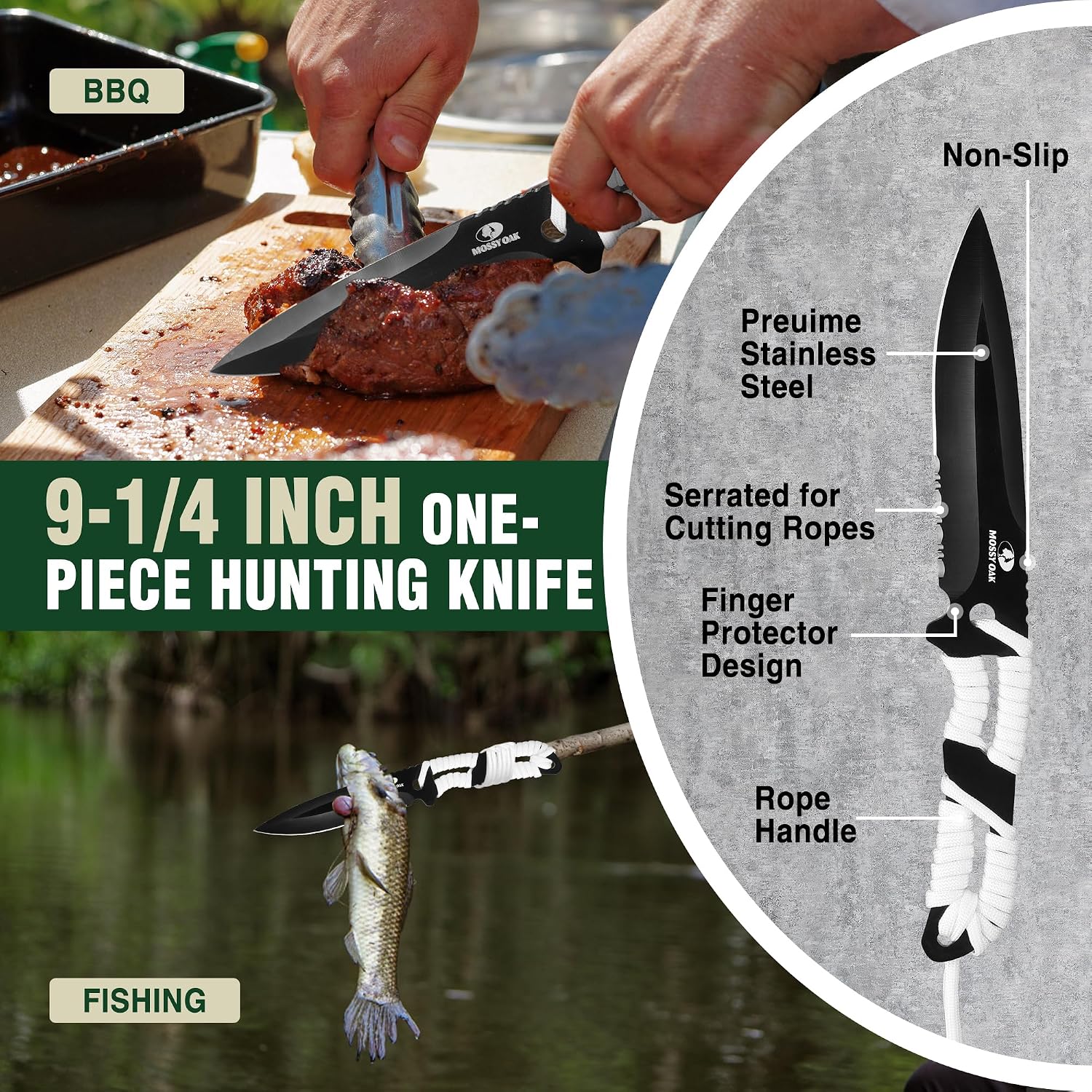 Hatchet and Machete Knife Set with Sheath | One-Piece Axe & Hunting Knives, Paracord Handle, Zoomable Flashlight &