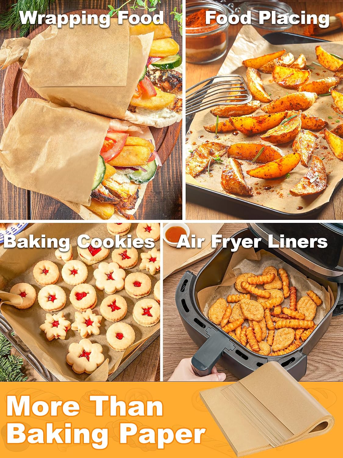 200 Pcs Parchment Paper Baking Sheets, 9x13 Inches, Non-Stick