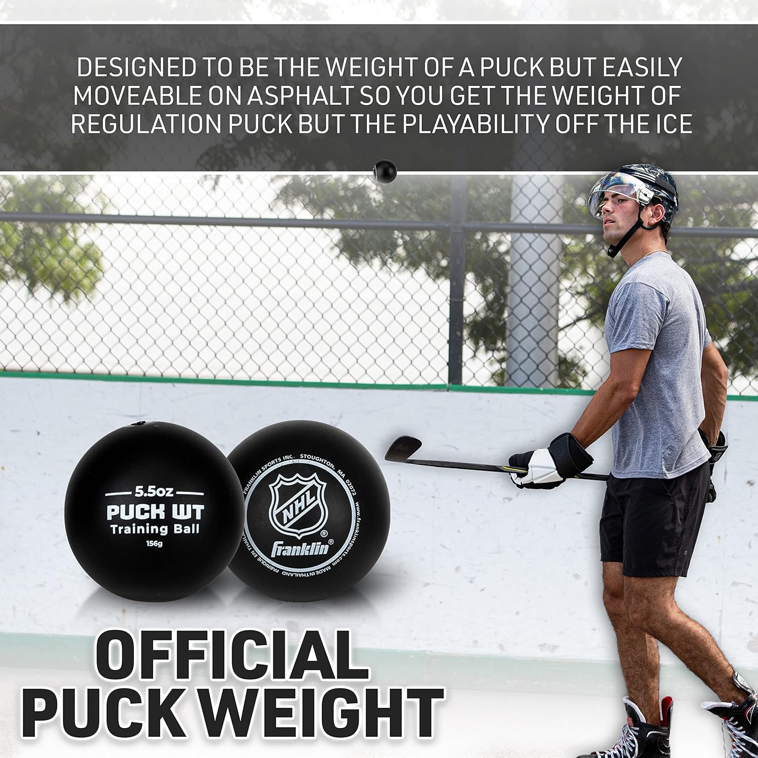 NHL Hockey Stick Handling Training Balls - 4 Pack | Deke + Hands Development, On + Off Ice Drills, Weighted Puck